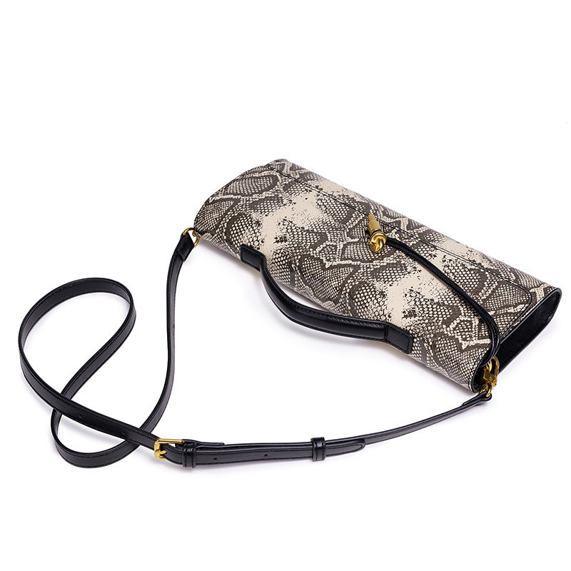 Elegant Textured Snakeskin Evening Clutch Acalora