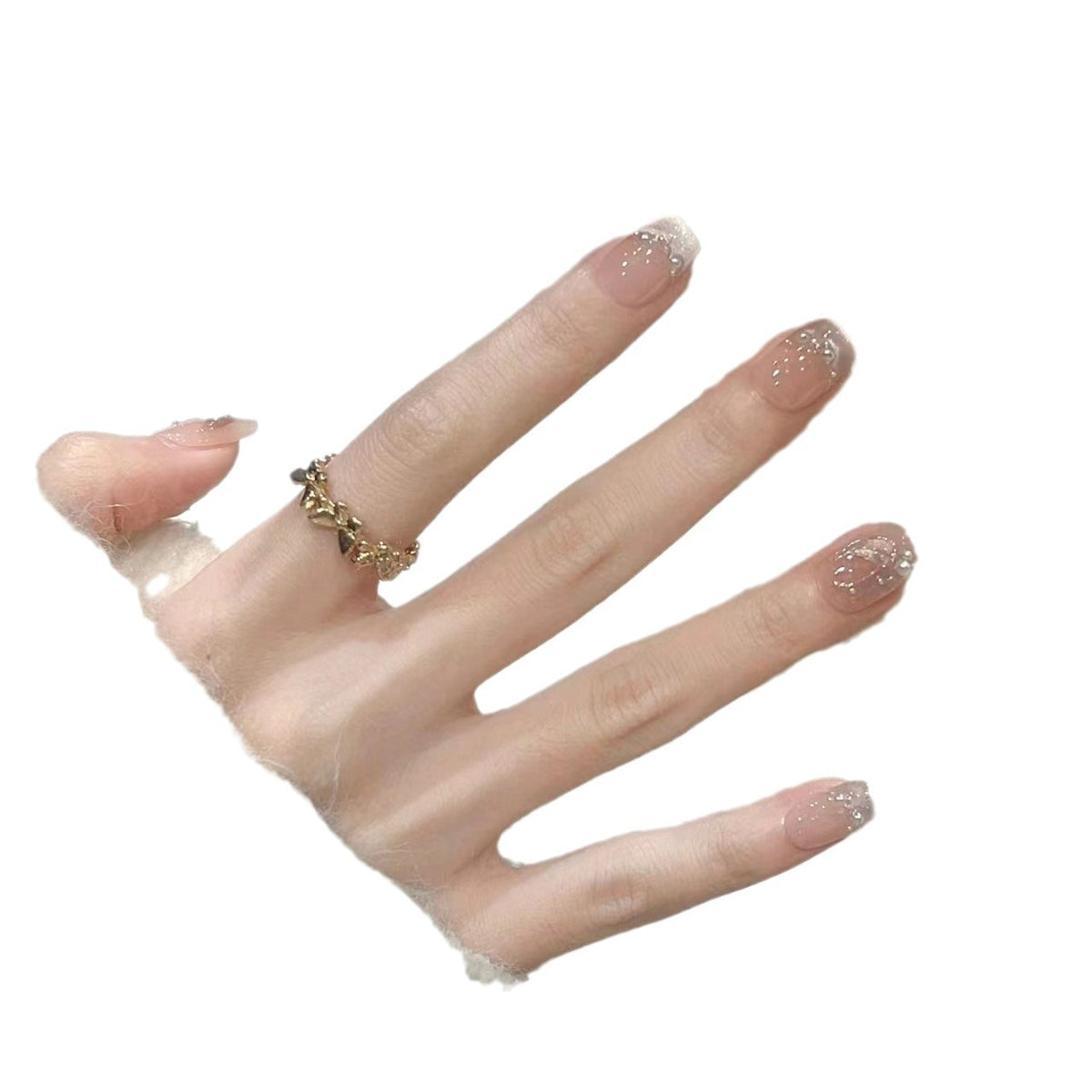 Floral Art Press-On Nail Set with Pearls Acalora