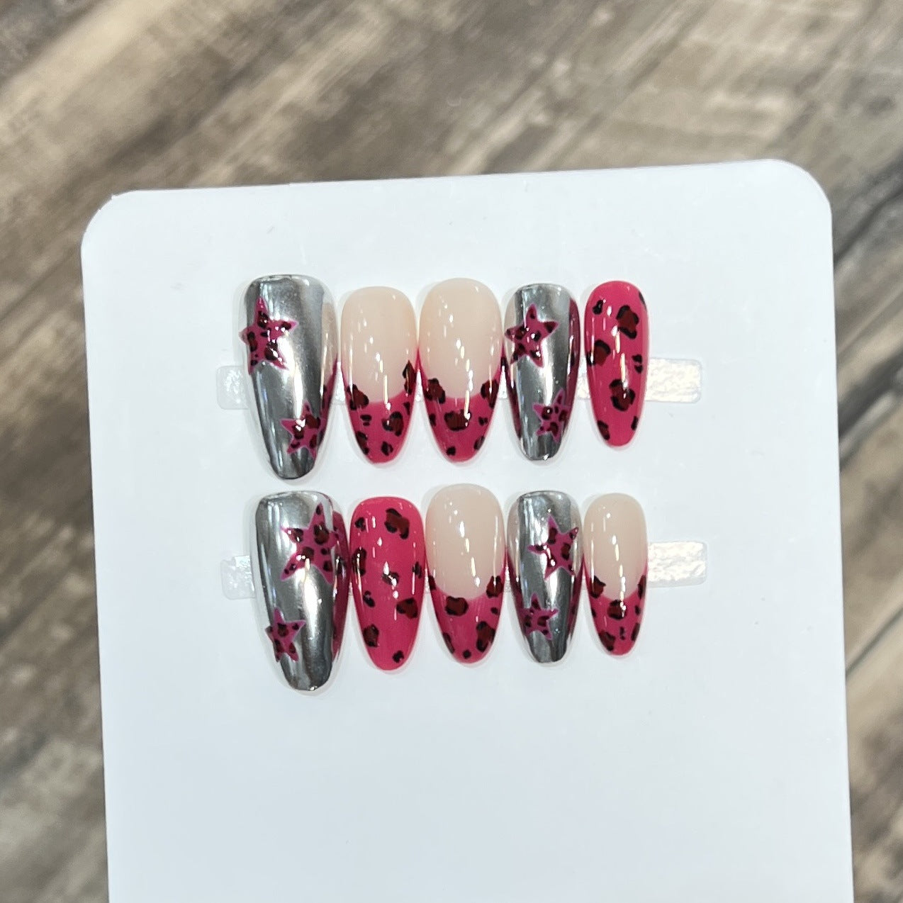 Stylish Stiletto Press-On Nail Set with Artistic Printed Designs Acalora