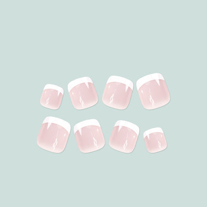 Elegant French Tip Press-On Toenails Acalora