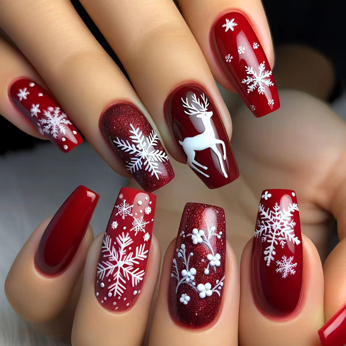 Festive Winter-Themed 3D Nail Art Acalora