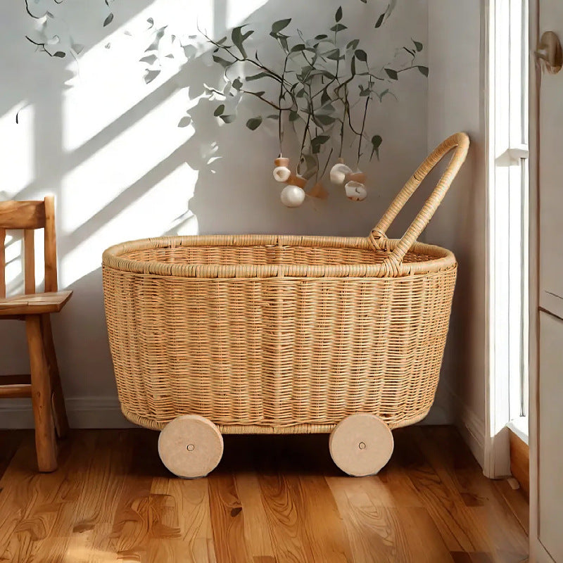 Rolling Woven Storage Cart Acalora