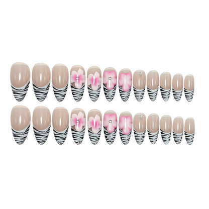 Artificial nails with flower and zebra stripe pattern Acalora