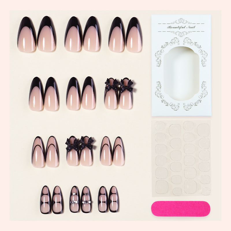 Ombre Press-On Nail Set with Decorative Elements Acalora