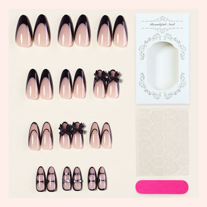Ombre Press-On Nail Set with Decorative Elements Acalora