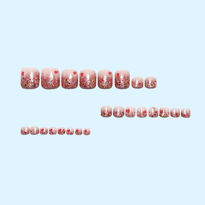 Artificial nails with glitter and heart pattern Acalora