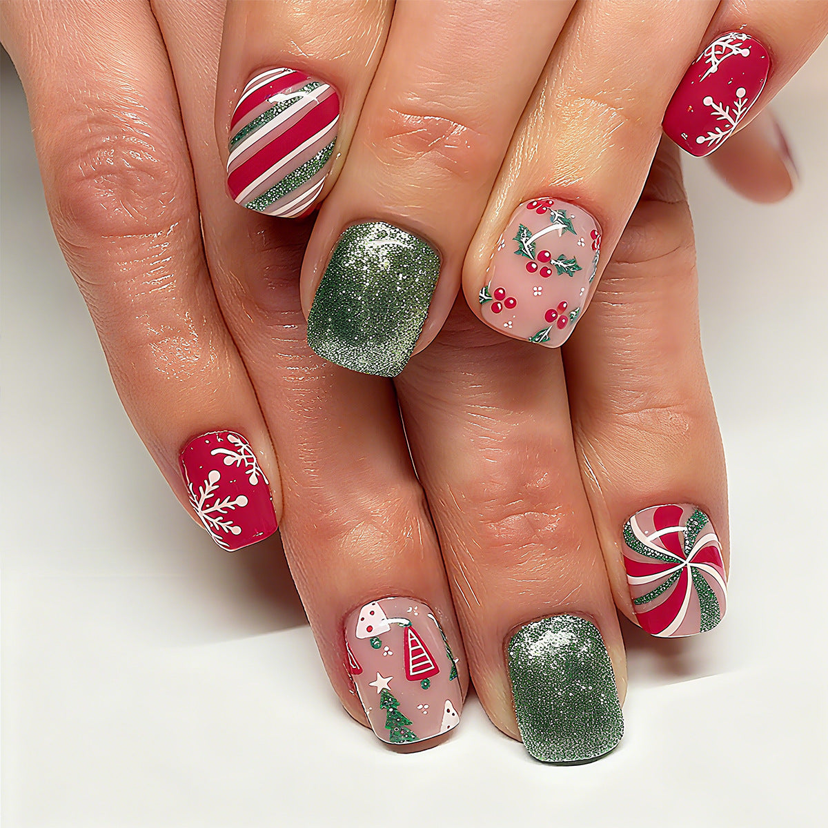 Artificial nail set with festive Christmas design and creative motifs Acalora 1788236745