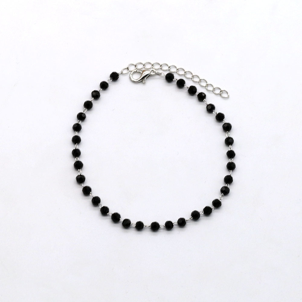 Black Beaded Anklet Acalora