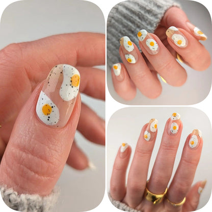 Artificial nails in creative fried egg design Acalora