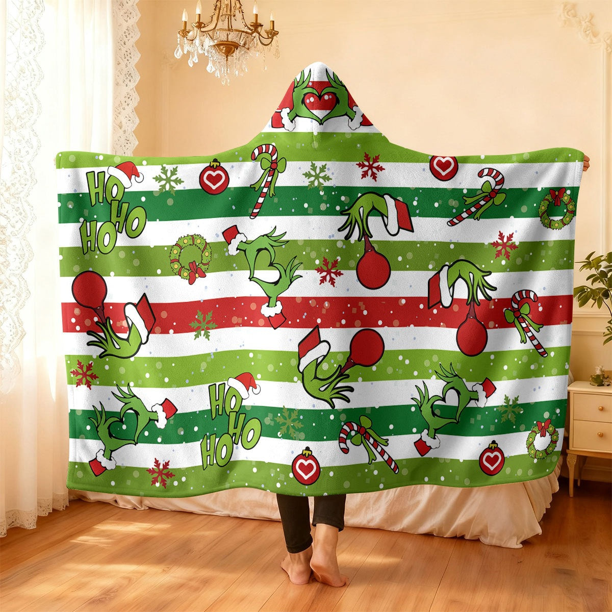 Festive Holiday-Themed Hooded Blanket