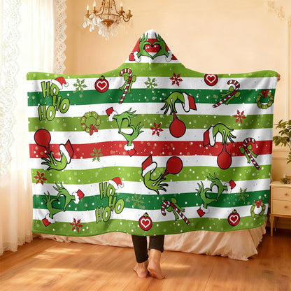 Festive Holiday-Themed Hooded Blanket