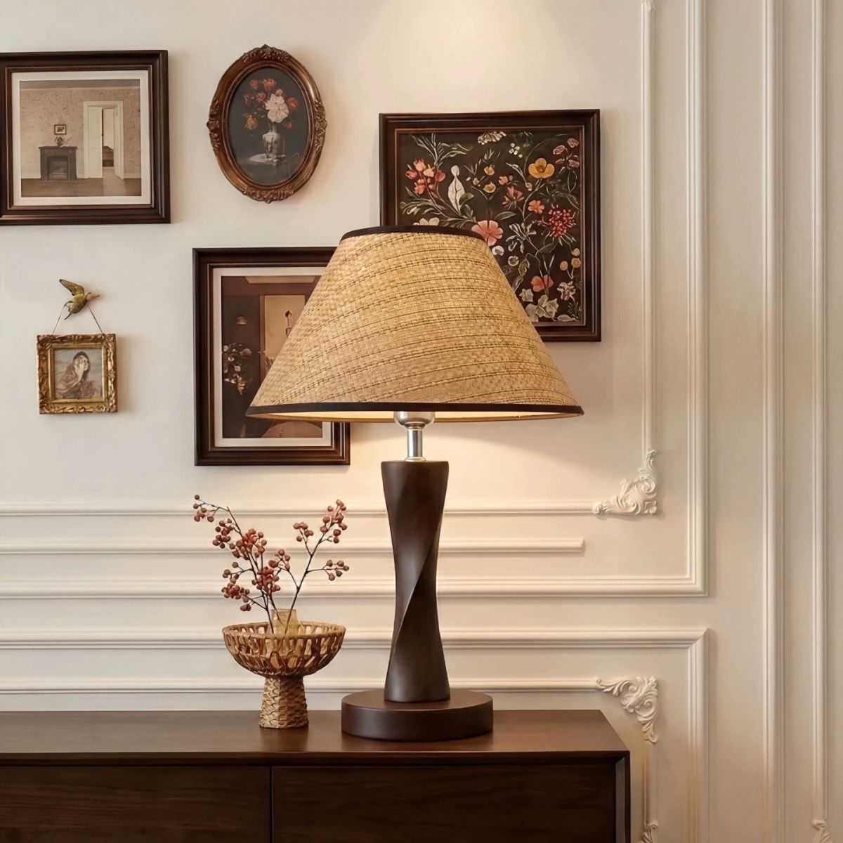 Floral Patterned Accent Table Lamp