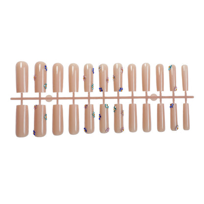 Decorative Press-On Nail Set with Floral and Gem Accents Acalora 1788496020