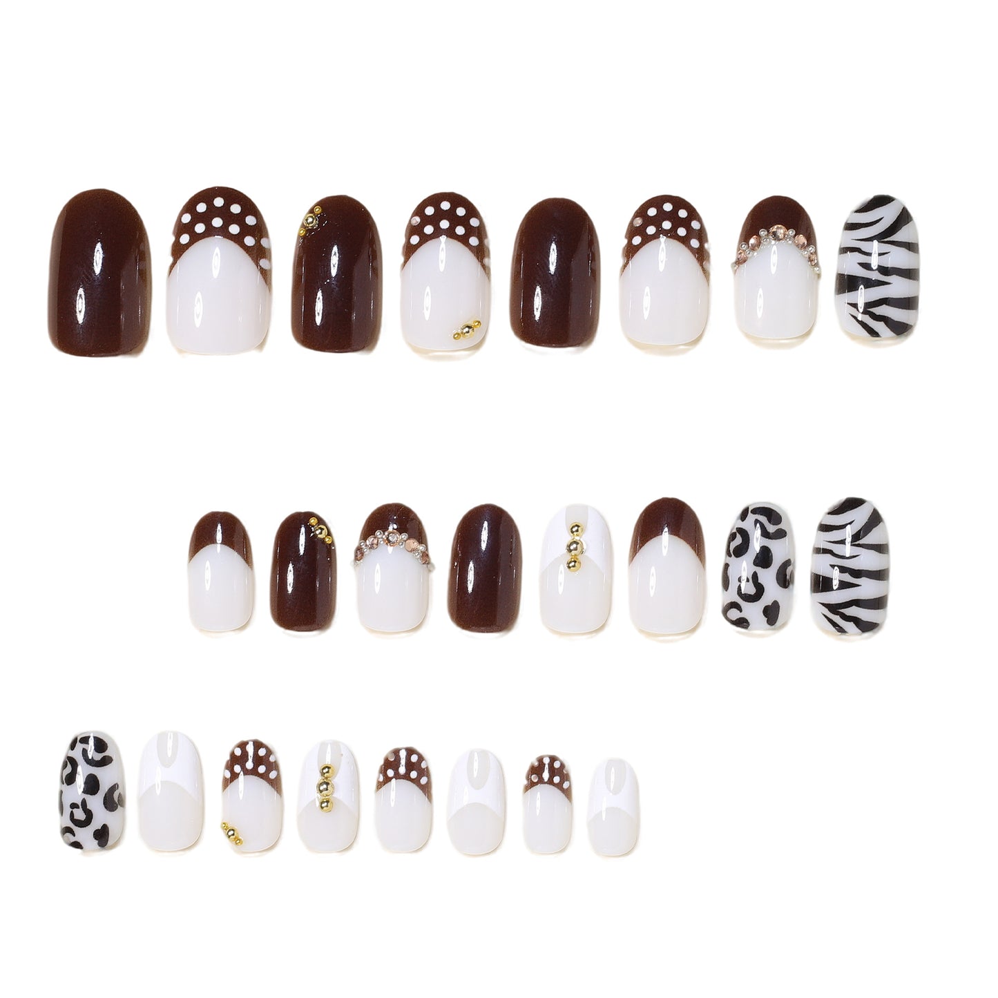 Artistic Nail Design Set with Gem Accents Acalora