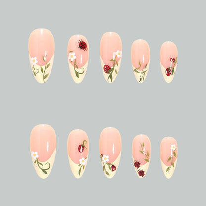 Artistic Floral Stiletto Nail Tips Acalora