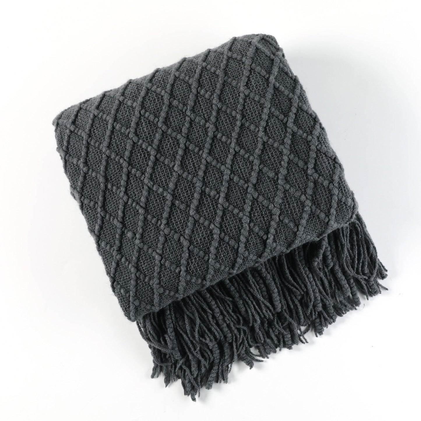 Cable Knit Fringe Throw Blanket