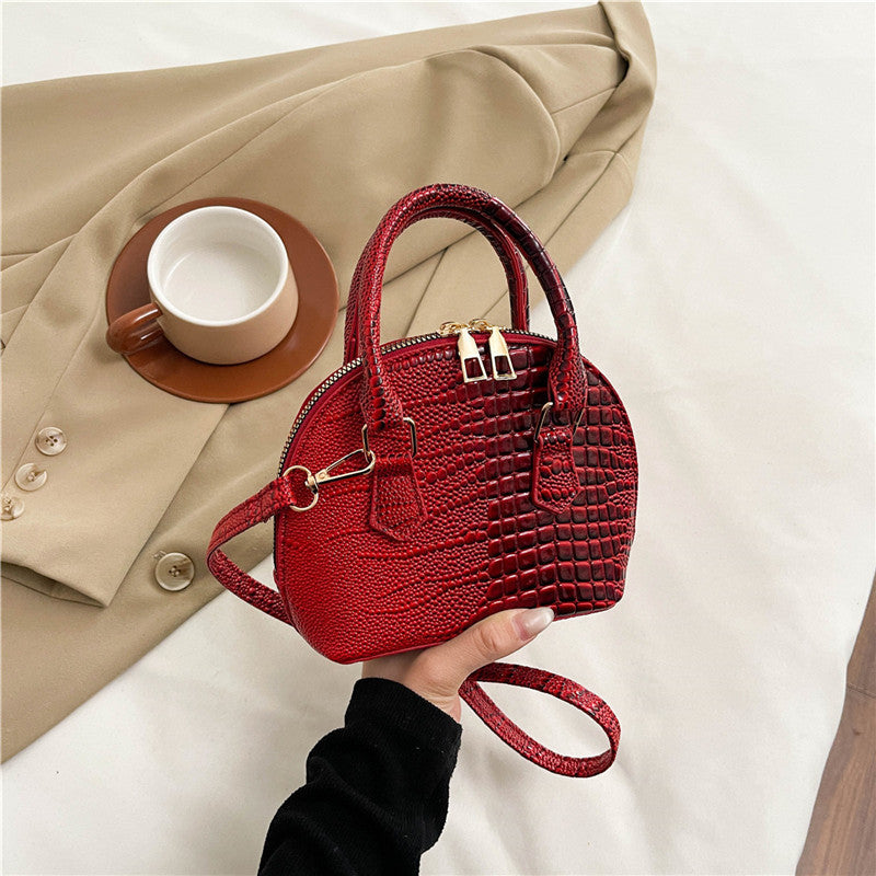 Crocodile-Embossed Mini Satchel Bag Acalora