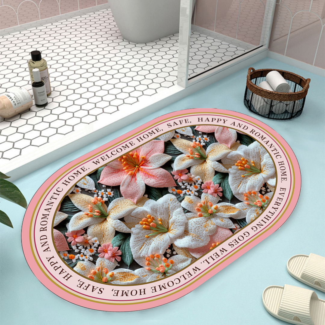 Floral Design Bath Mat