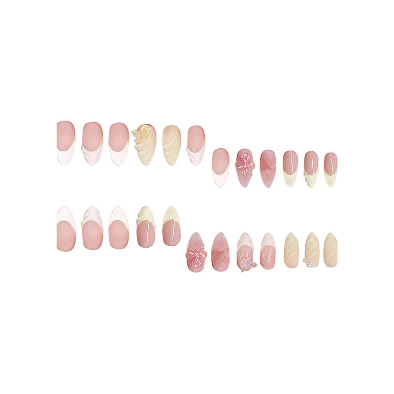 Decorative Stiletto Press-On Nail Art with Floral Accents Acalora