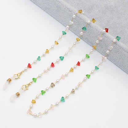 Stylish Pearl and Crystal Eyewear Chain Acalora