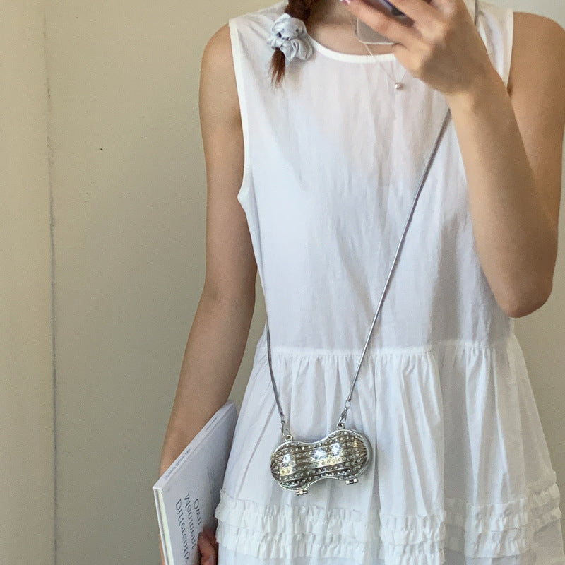 Glamorous Rhinestone Peanut-Shaped Crossbody Bag Acalora