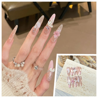 Artistic Stiletto Press-On Nail Set with Charming Patterns Acalora