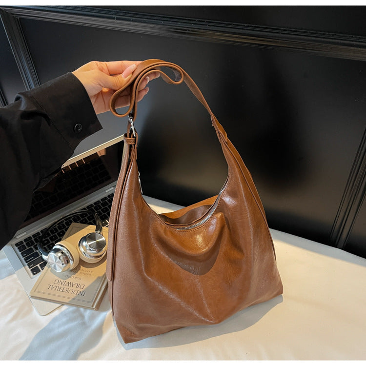 Soft Leather Slouchy Shoulder Bag Acalora