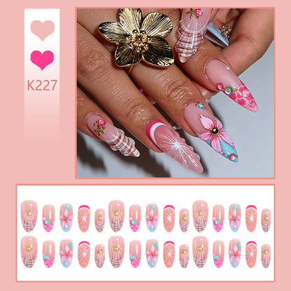 Art nail set with colorful blooming 3D applications Acalora