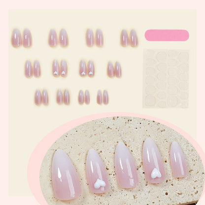 Elegant Press-On Nail Set with Heart Embellishments Acalora
