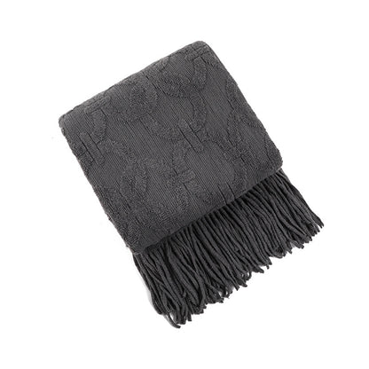 Unisex Textured Fringe Throw Blanket