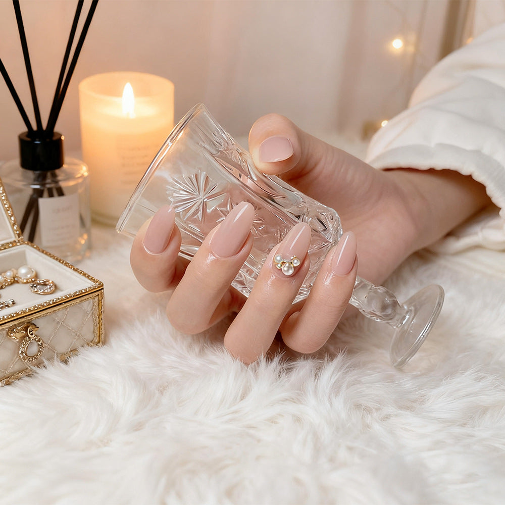 Artificial nail set with elegant pearl design and high-gloss surface Acalora