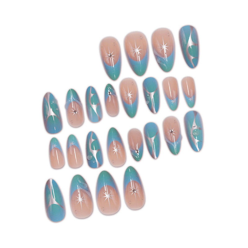 Artistic Stiletto Press-On Nails with Metallic Accents Acalora
