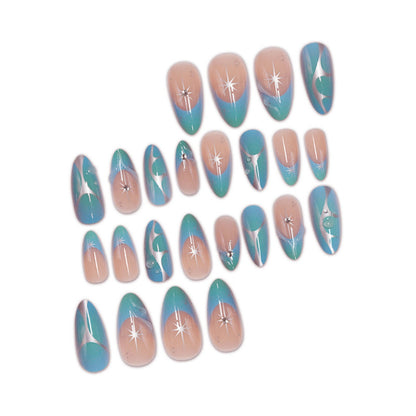 Artistic Stiletto Press-On Nails with Metallic Accents Acalora