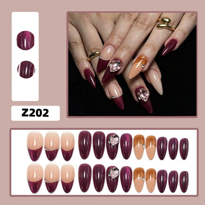 Artificial nails in elegant French design with glitter accents Acalora