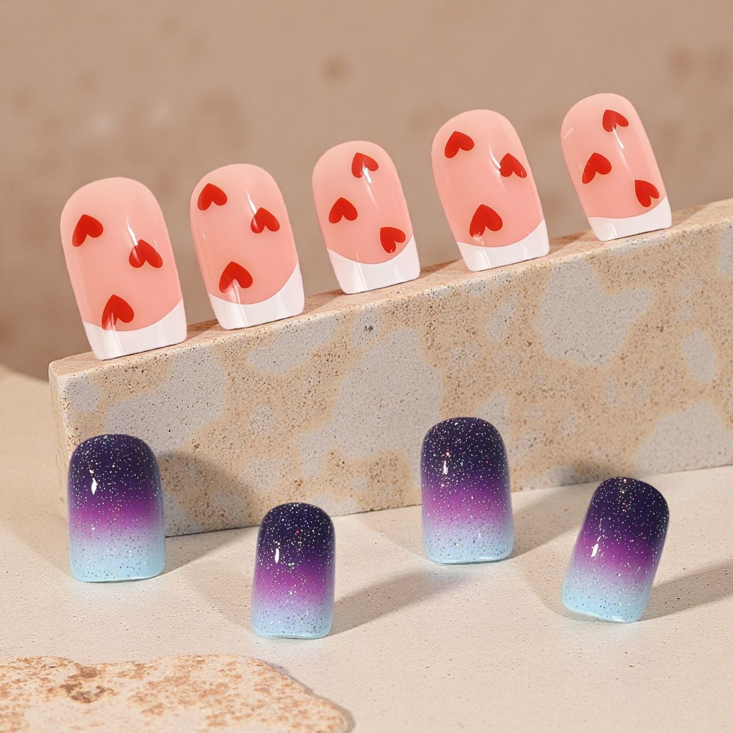 Nail Art Set with Romantic Heart Design Acalora