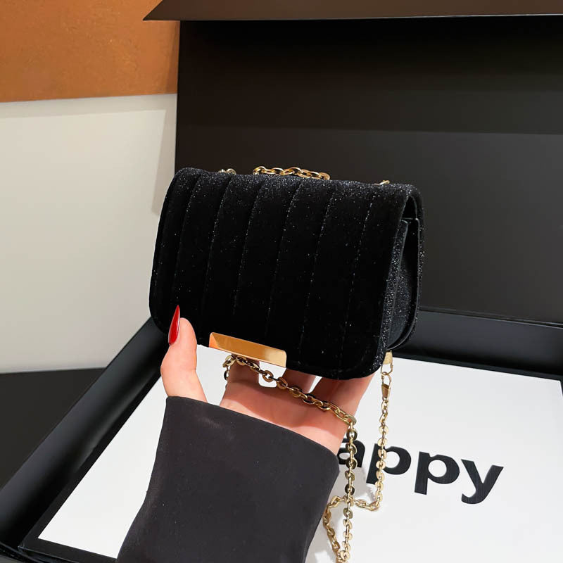 Elegant Quilted Velvet Crossbody Bag Acalora