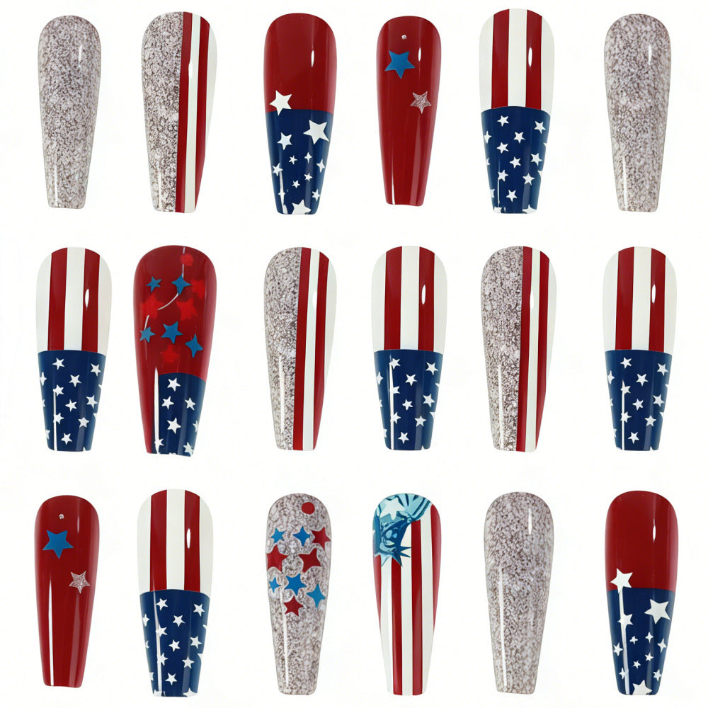Festive artificial nails with patriotic motifs Acalora