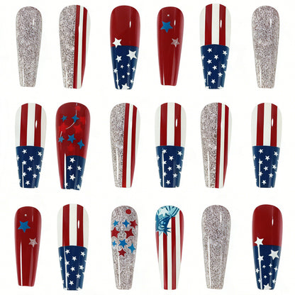 Festive artificial nails with patriotic motifs Acalora
