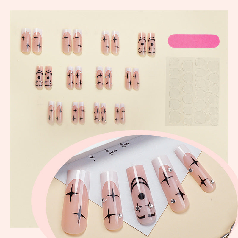 Artistic Press-On Nail Set with Unique Star and Graphic Designs Acalora