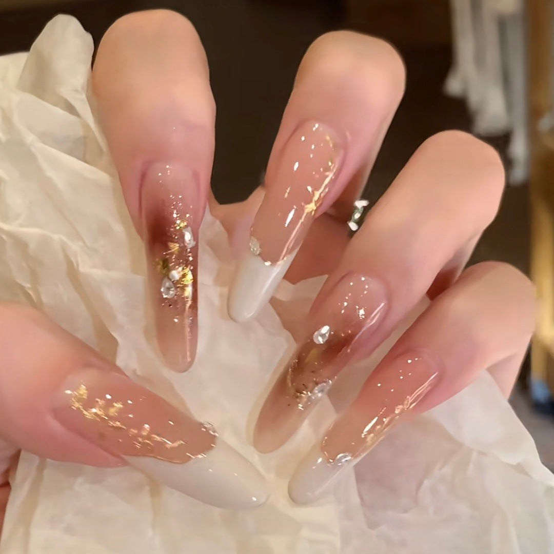 Elegant Stiletto Press-On Nail Set with Floral and Glitter Design Acalora