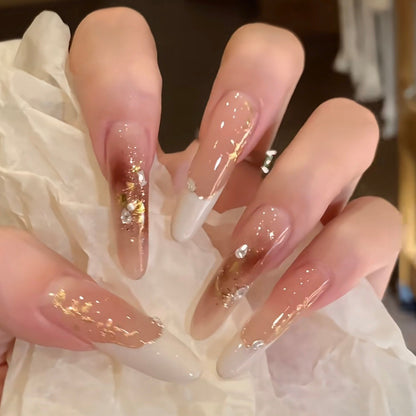 Elegant Stiletto Press-On Nail Set with Floral and Glitter Design Acalora