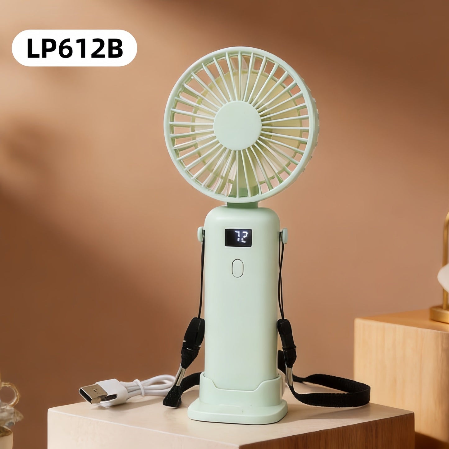 Ladies' Portable Handheld Fan with Digital Speed Display and USB Charging Function Karnz