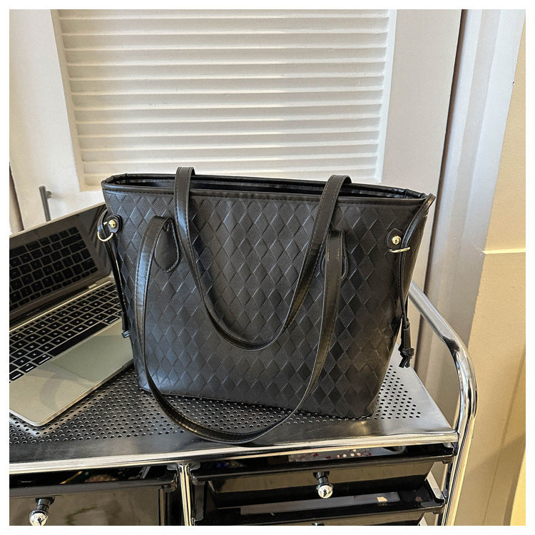 Quilted Pattern Handheld Tote Bag Acalora