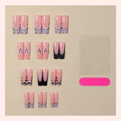 Artistic Nail Art Press-On Set with Floral and Animal Patterns Acalora