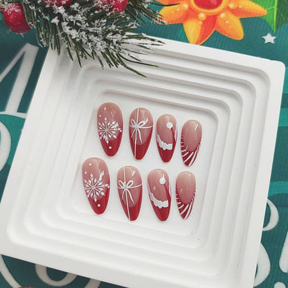 Festive Holiday-Themed Press-On Nail Set Acalora