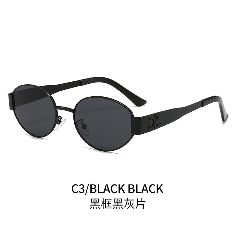 Women's designer sunglasses with elegant oval frame and unique accents Bowlift