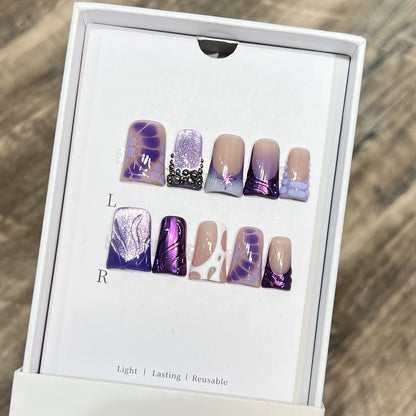 Decorative Floral Stiletto Press-On Nail Set Acalora