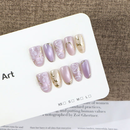 Floral and Metallic Press-On Nail Art Acalora