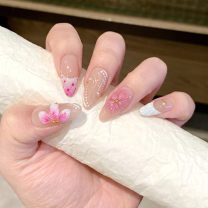 Floral Accent Press-On Nail Art Set Acalora