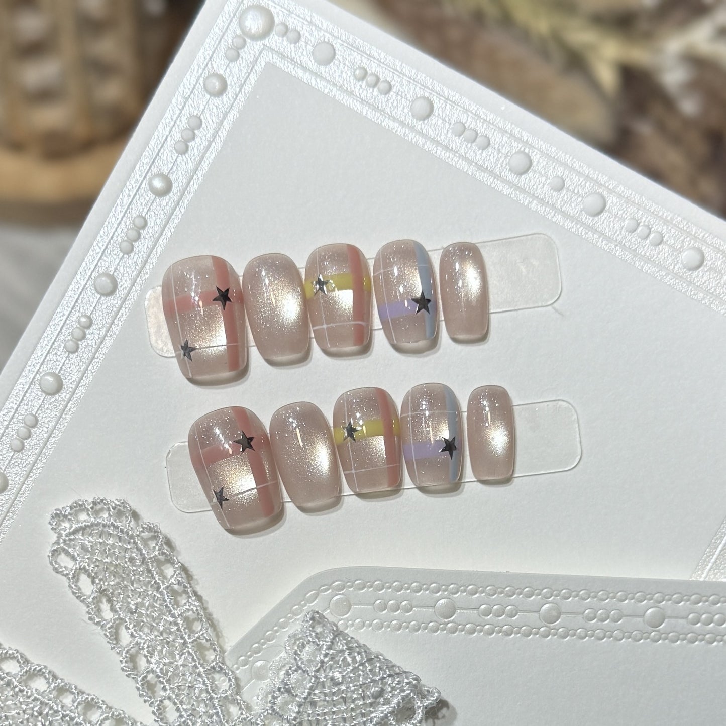 Decorative Star Pattern Press-On Nails Acalora